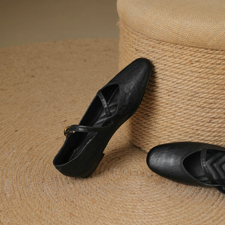 Aurelle | Women's Strap Leather Mary-Jane