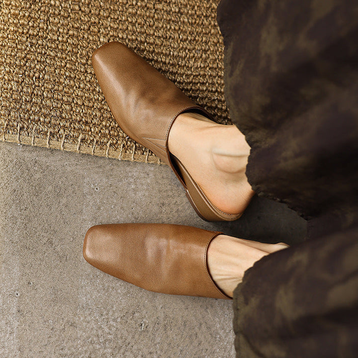 Elise | Women's Square-Toe Leather Mules