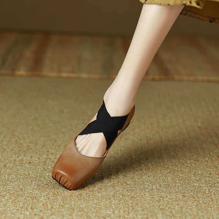 Calira | Women's Square Toe Leather Ballets