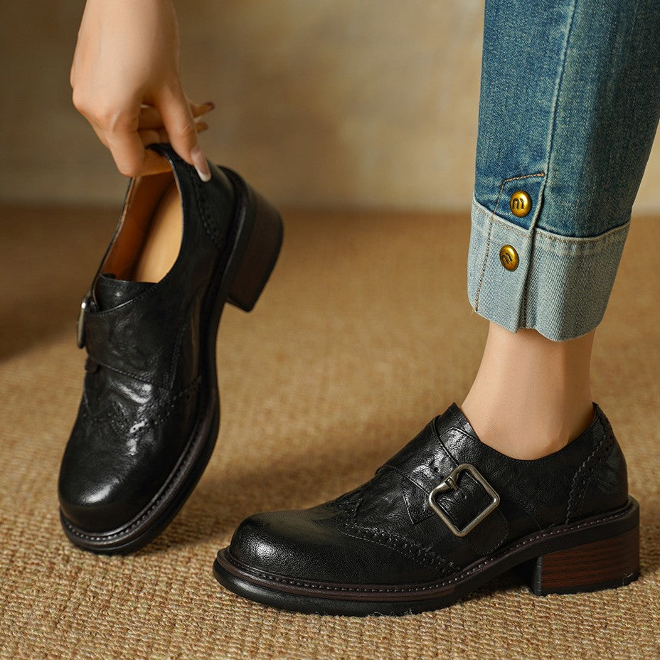 Tessa | Women's Monk-Strap Leather Brogues