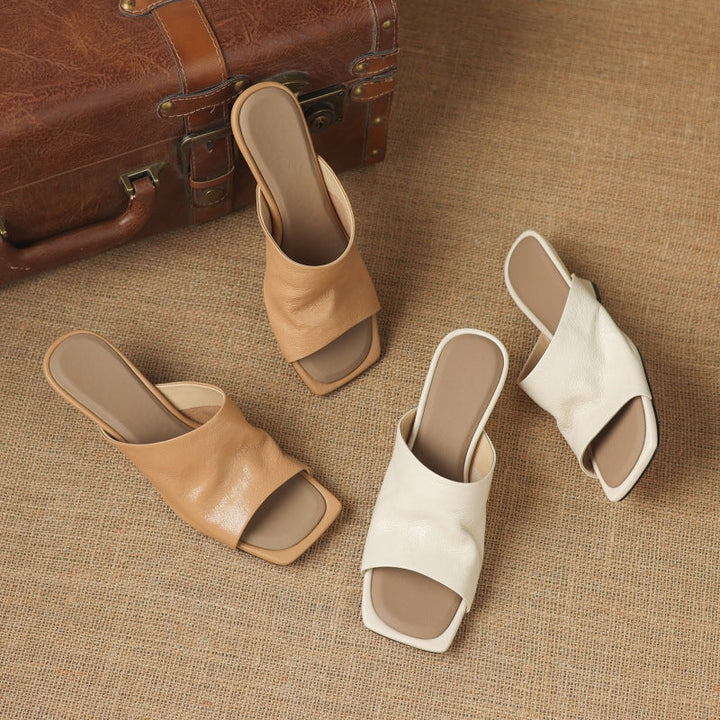 Caia | Women's Square-Toe Leather Mules