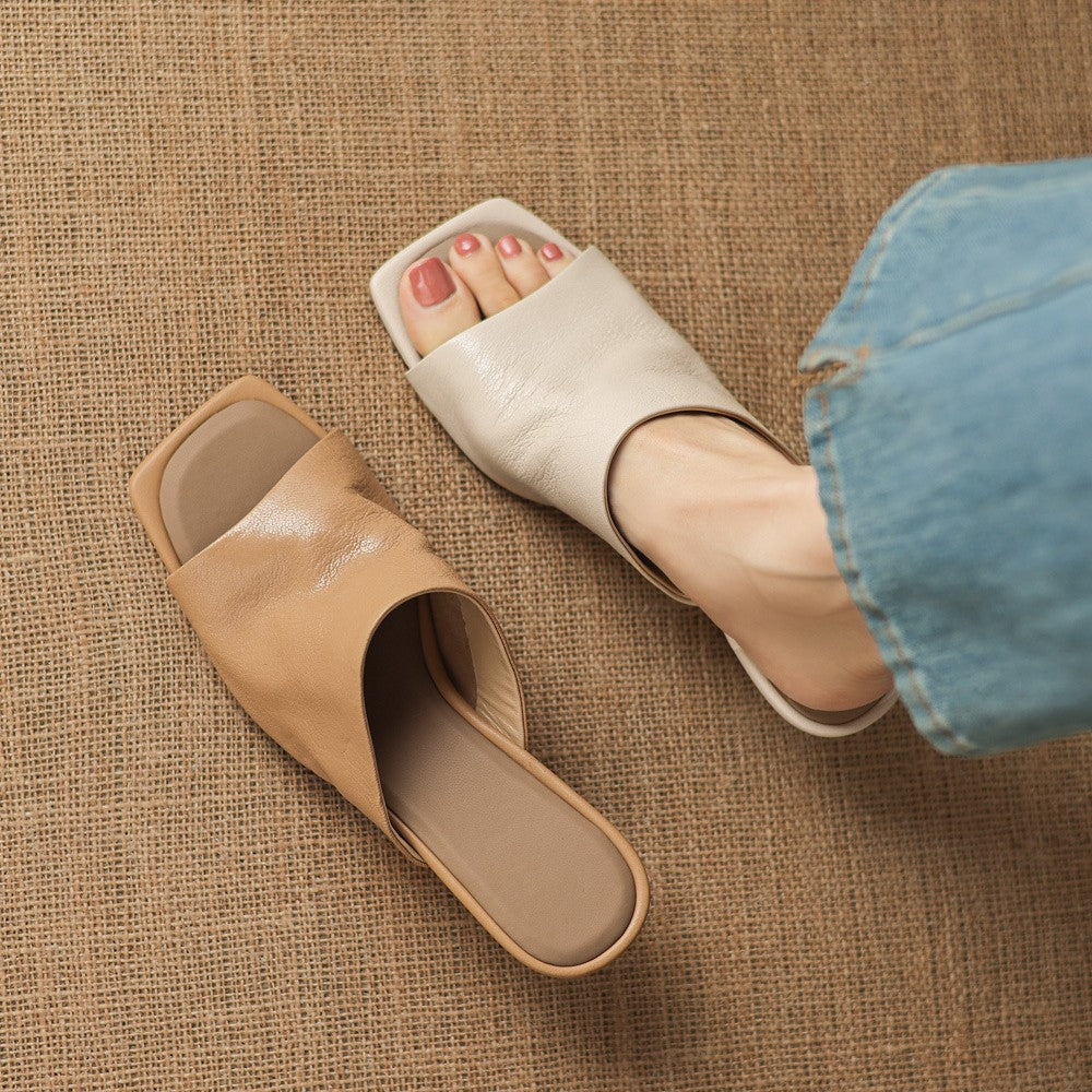 Caia | Women's Square-Toe Leather Mules