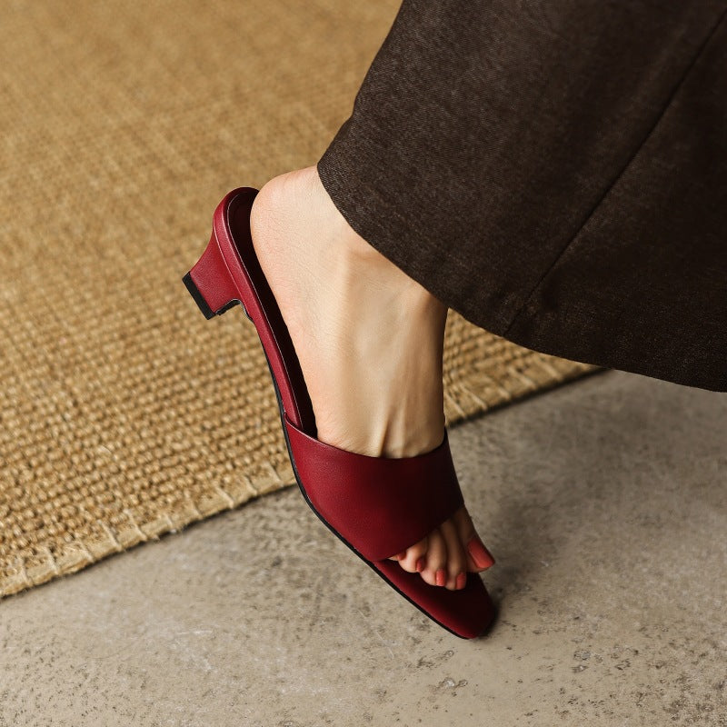 Noa | Women's Square-Toe Leather Mules
