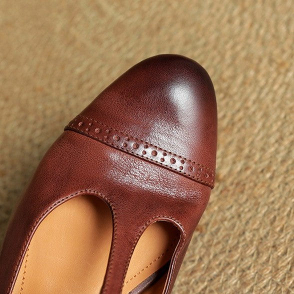 Esmira | Women's T-Strap Leather Mary Janes