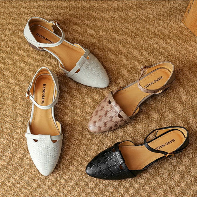 Elara | Women's Woven Leather Mary-Janes