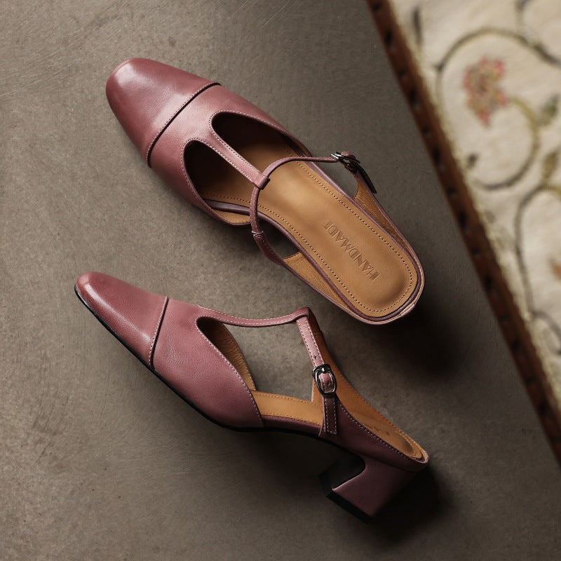 Rovell | Women's T-Bar Leather Mules