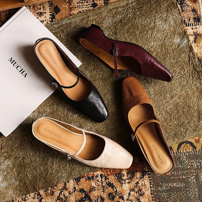 Sera | Women's Square-Toe Leather Mules