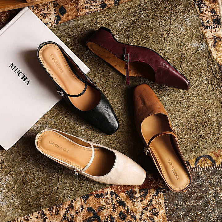 Sera | Women's Square-Toe Leather Mules