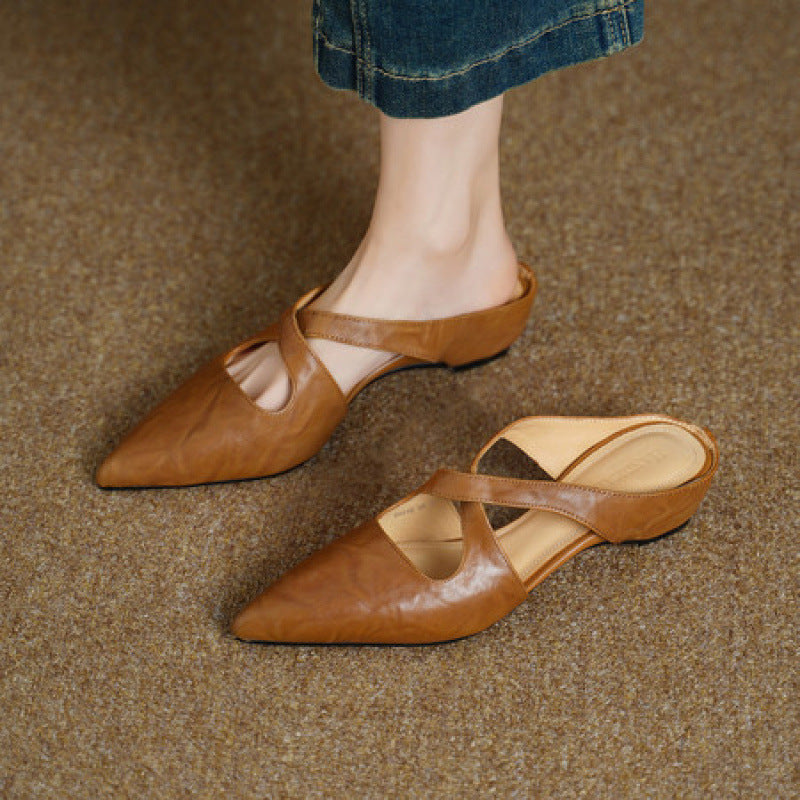 Elira | Women's Cross-Strap Leather Mules