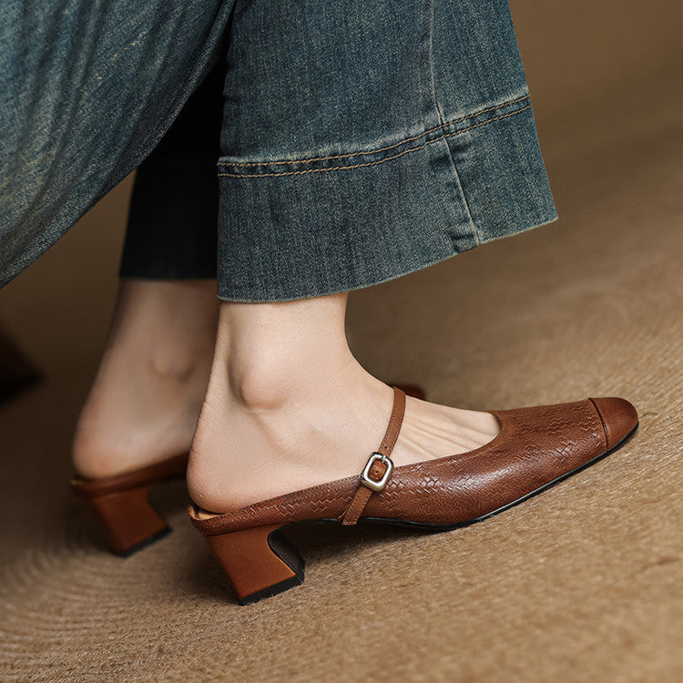 Rielle | Women's Strap Leather Mules