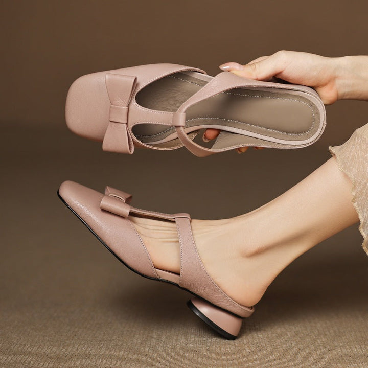 Meyra | Women's Bow Lambskin Leather Mules