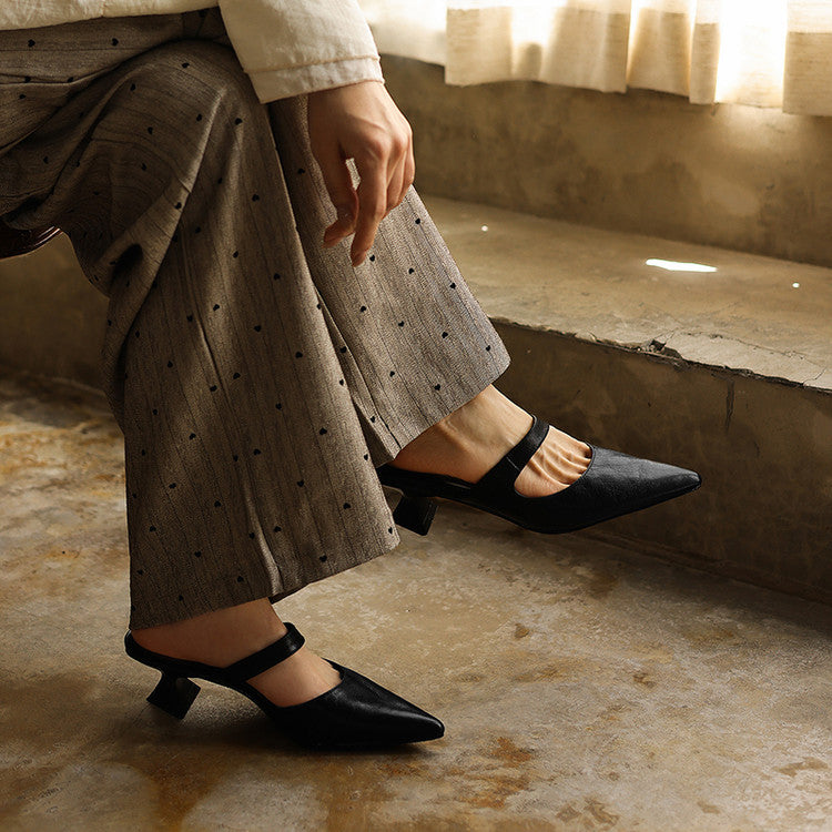 Elvaré | Women's Strap Leather Mules