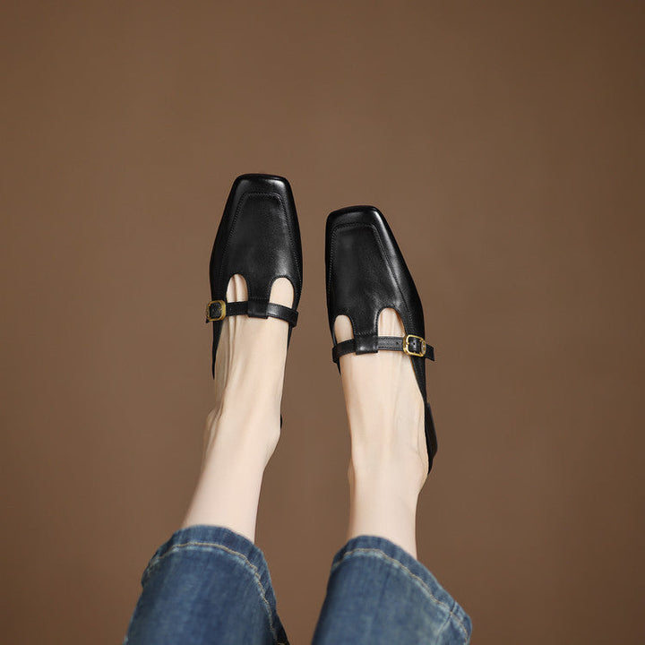 Nyra | Women's T-Strap Leather Mules