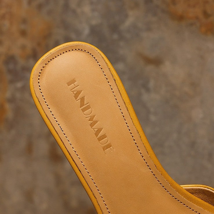 Mara | Women's Square-Toe Leather Wedge Mules