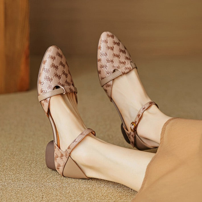 Elara | Women's Woven Leather Mary-Janes