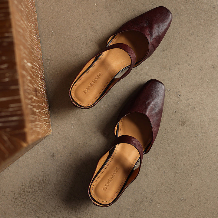 Amelie | Women's Square-Toe Leather Mules