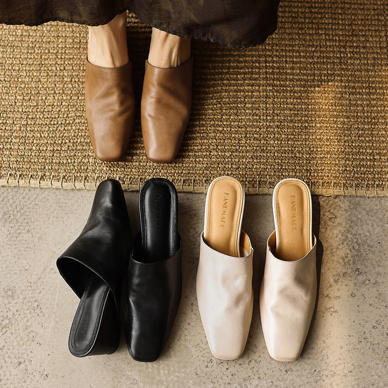 Elise | Women's Square-Toe Leather Mules
