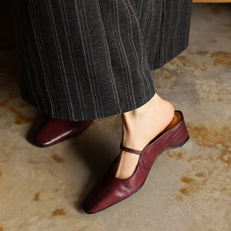 Sera | Women's Square-Toe Leather Mules