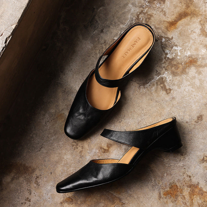 Amelie | Women's Square-Toe Leather Mules