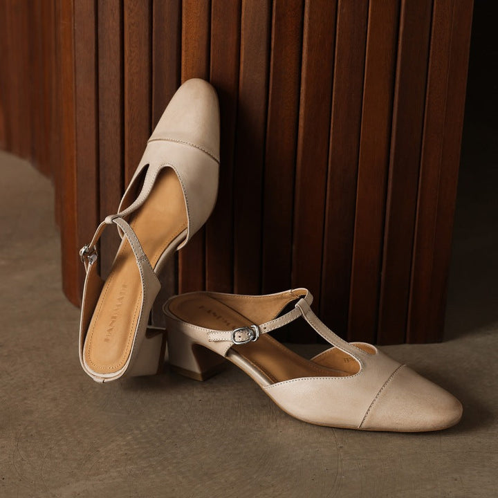 Rovell | Women's T-Bar Leather Mules