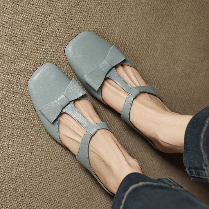 Meyra | Women's Bow Lambskin Leather Mules