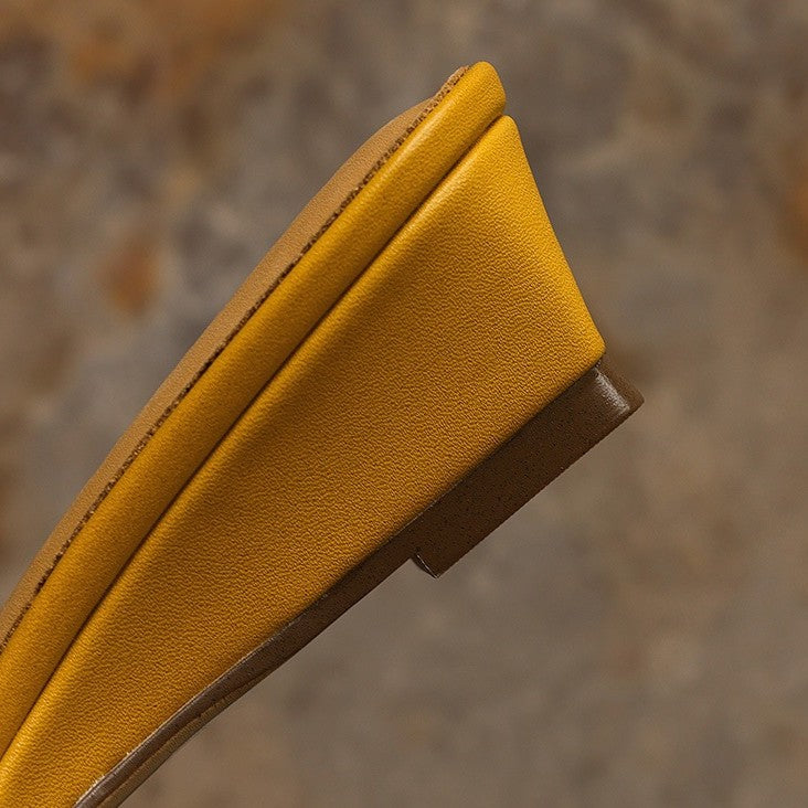 Mara | Women's Square-Toe Leather Wedge Mules