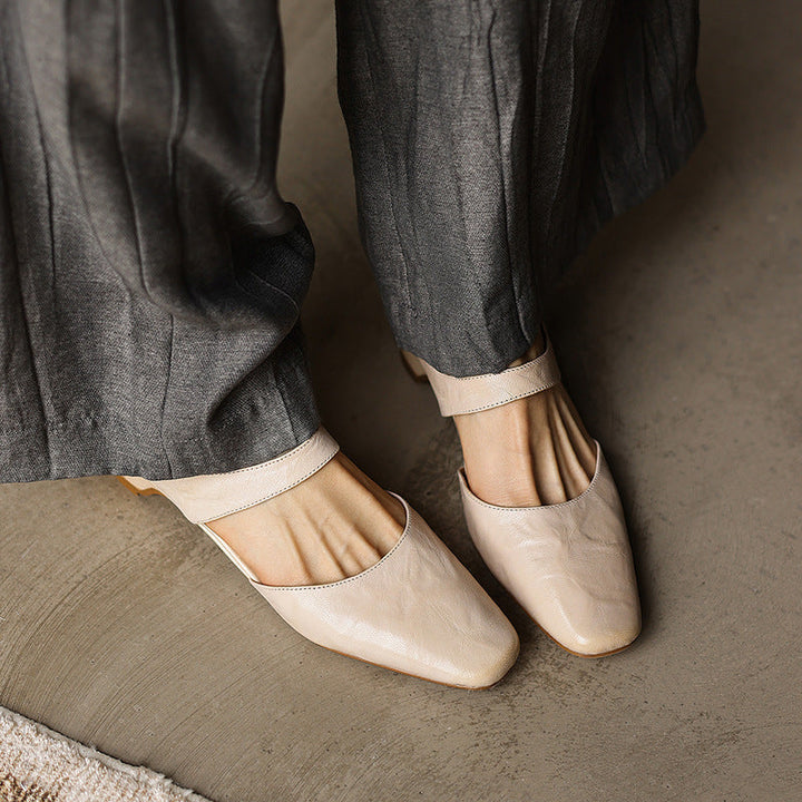 Amelie | Women's Square-Toe Leather Mules