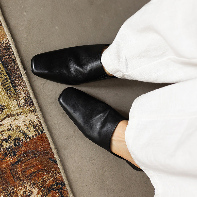 Elise | Women's Square-Toe Leather Mules