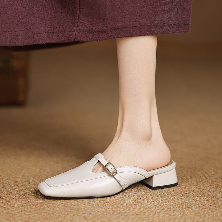 Nyra | Women's T-Strap Leather Mules