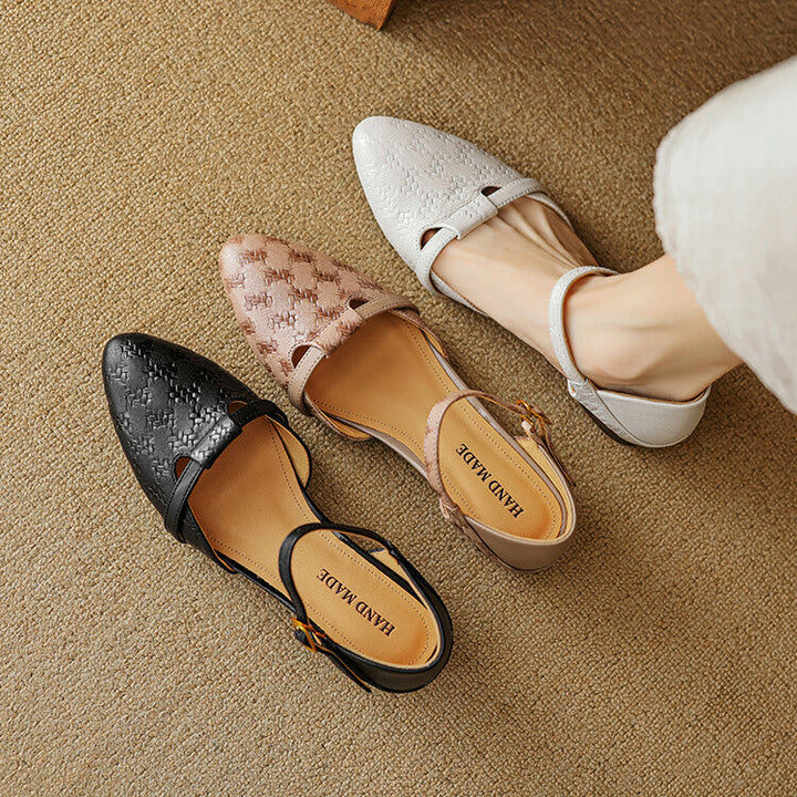 Elara | Women's Woven Leather Mary-Janes