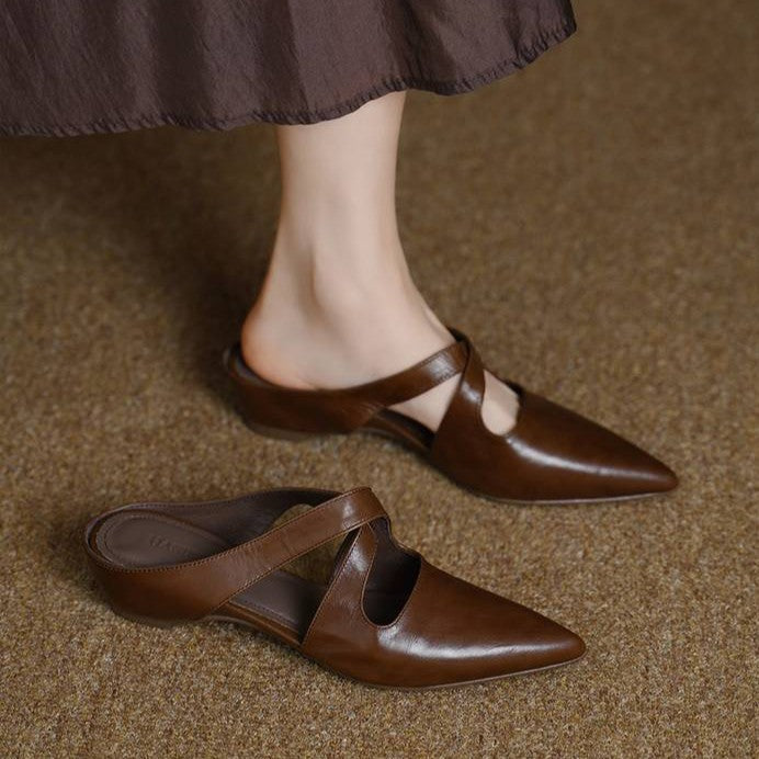 Elira | Women's Cross-Strap Leather Mules