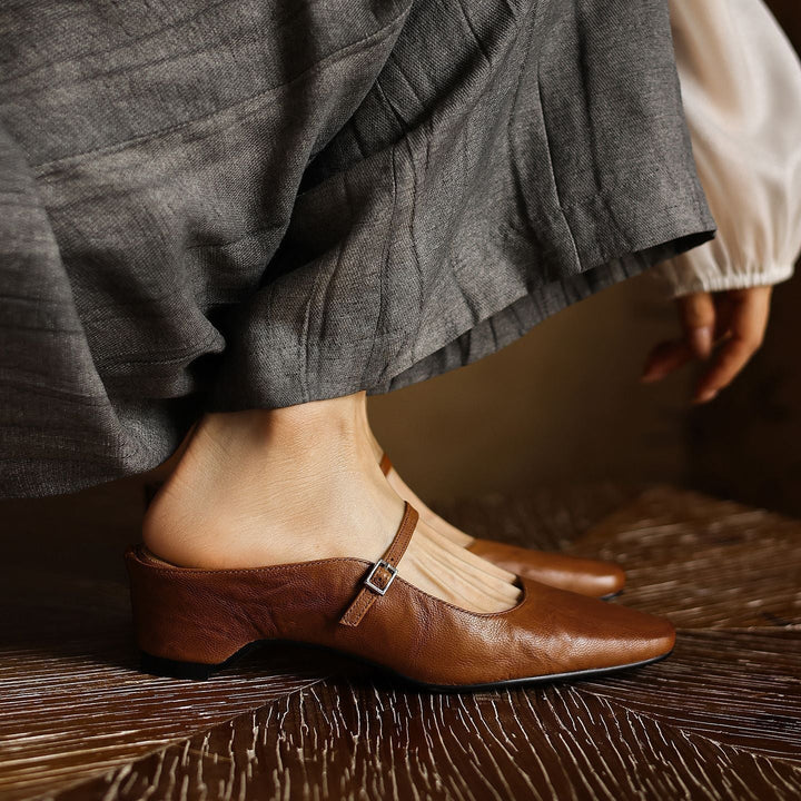 Sera | Women's Square-Toe Leather Mules
