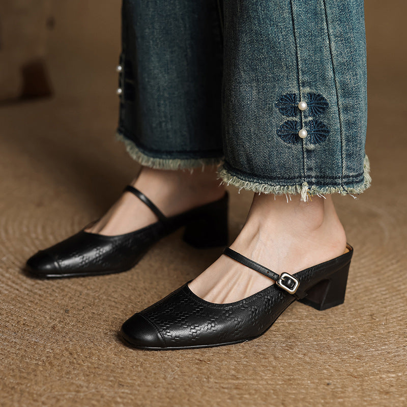 Rielle | Women's Strap Leather Mules