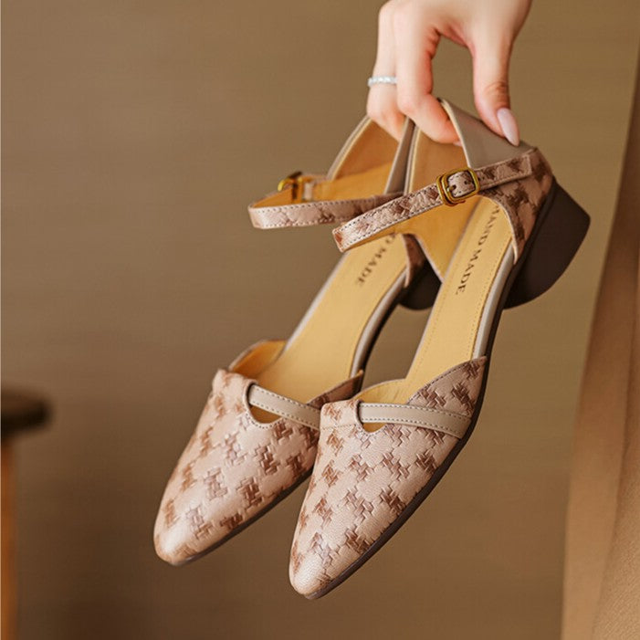 Elara | Women's Woven Leather Mary-Janes