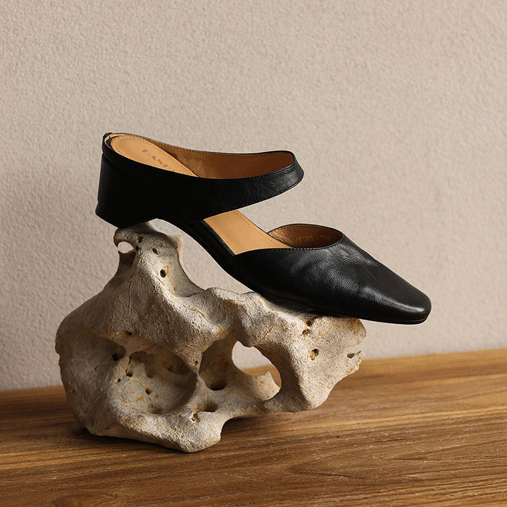 Amelie | Women's Square-Toe Leather Mules