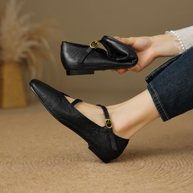 Aurelle | Women's Strap Leather Mary-Jane