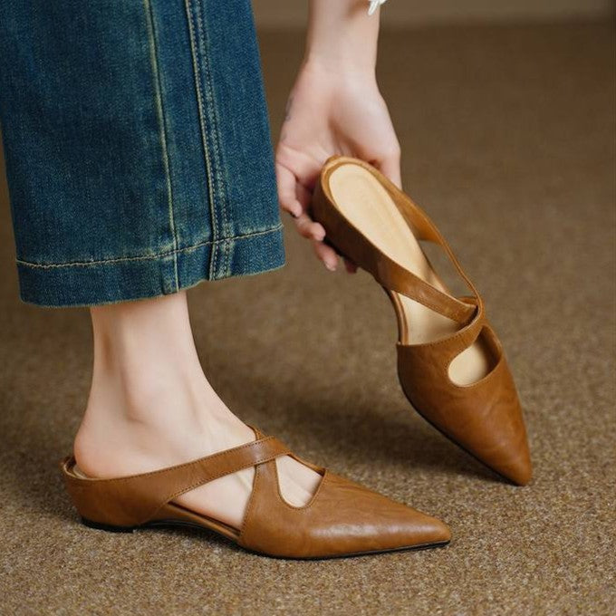 Elira | Women's Cross-Strap Leather Mules