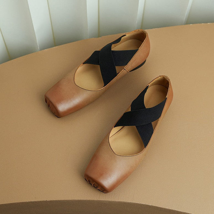 Calira | Women's Square Toe Leather Ballets