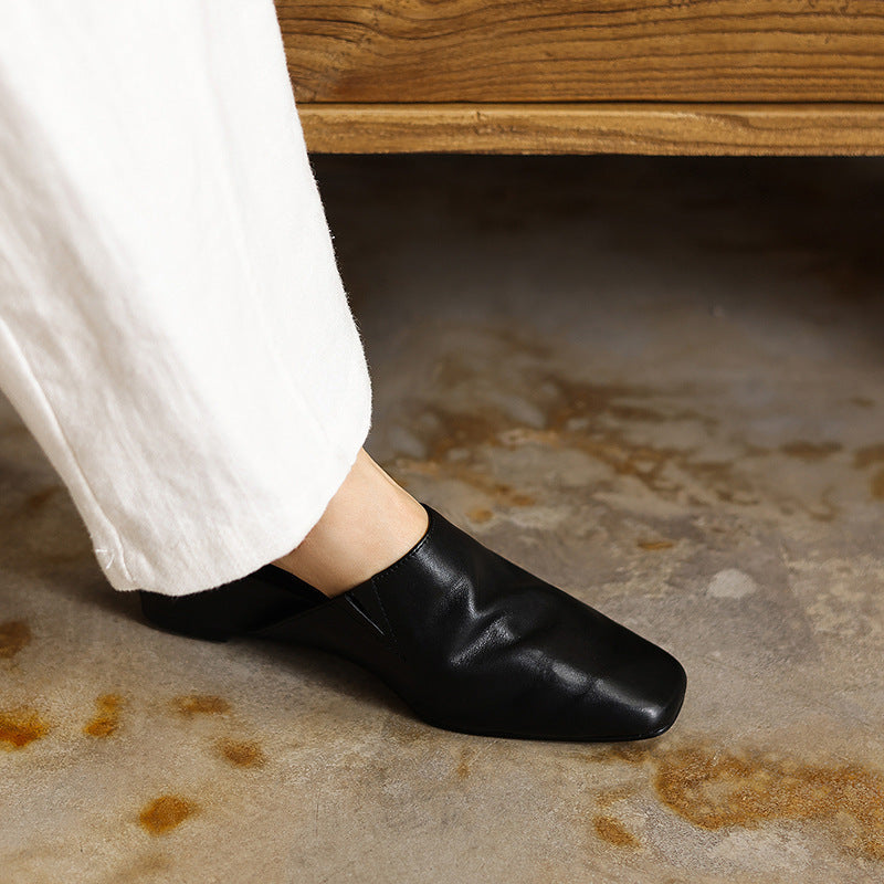 Elise | Women's Square-Toe Leather Mules