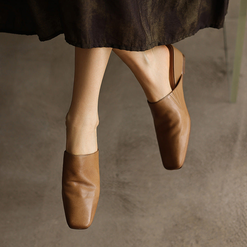 Elise | Women's Square-Toe Leather Mules