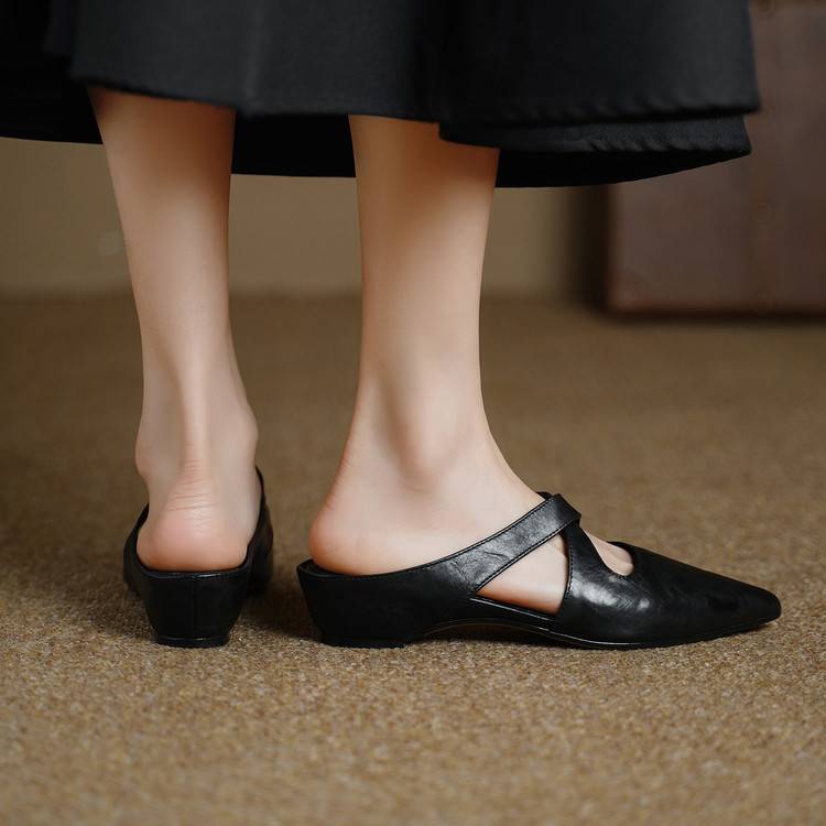 Elira | Women's Cross-Strap Leather Mules