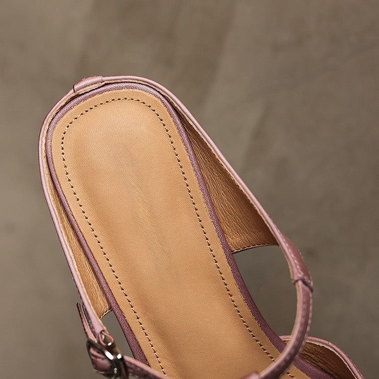 Rovell | Women's T-Bar Leather Mules