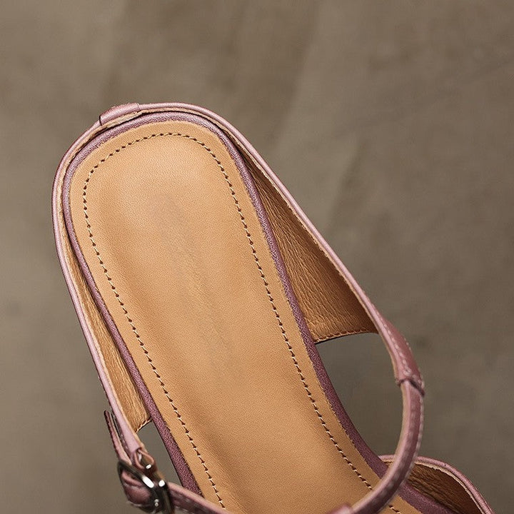 Rovell | Women's T-Bar Leather Mules