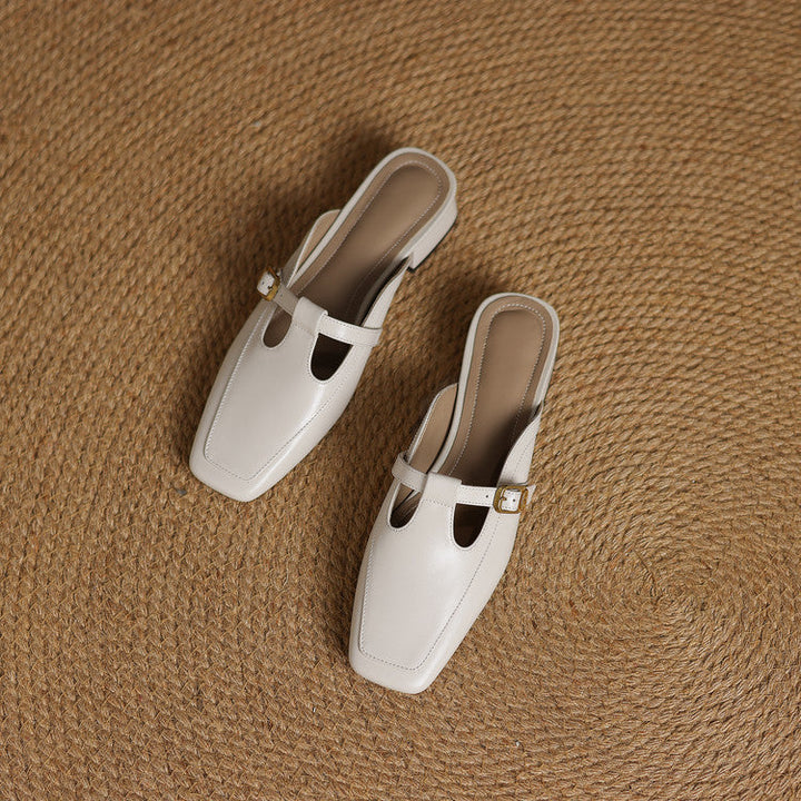 Nyra | Women's T-Strap Leather Mules