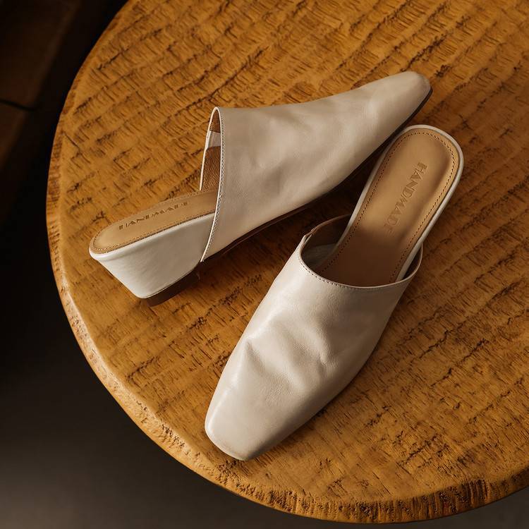 Elise | Women's Square-Toe Leather Mules