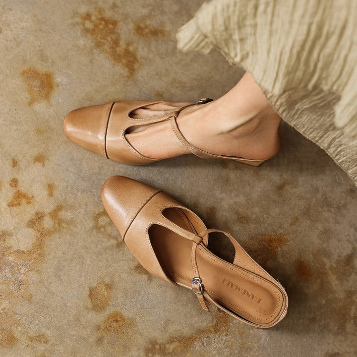 Rovell | Women's T-Bar Leather Mules
