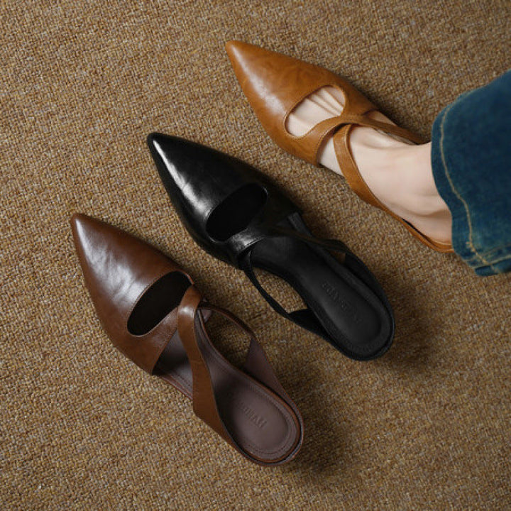 Elira | Women's Cross-Strap Leather Mules