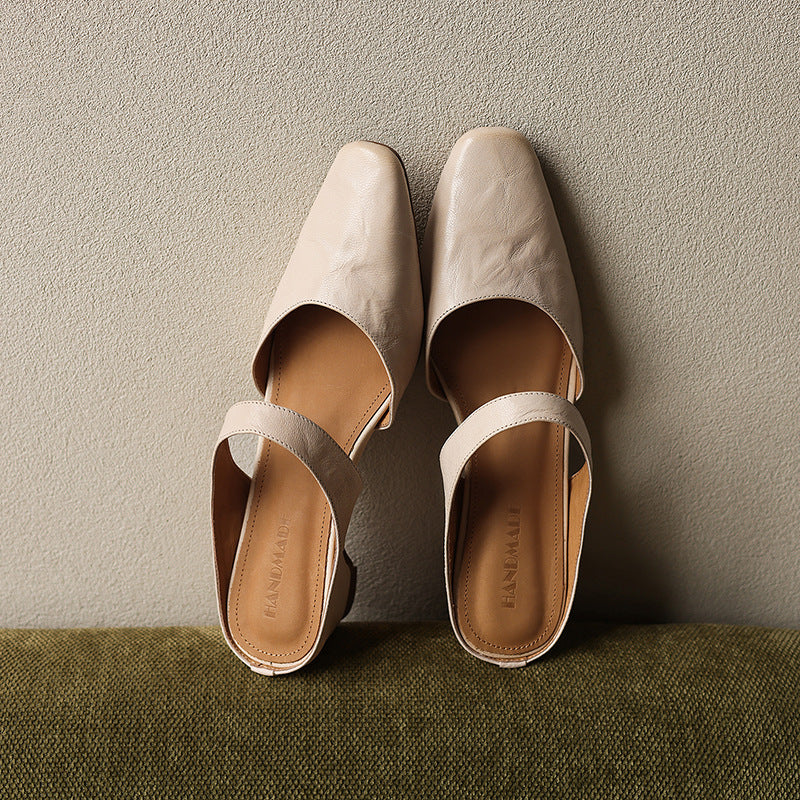 Amelie | Women's Square-Toe Leather Mules