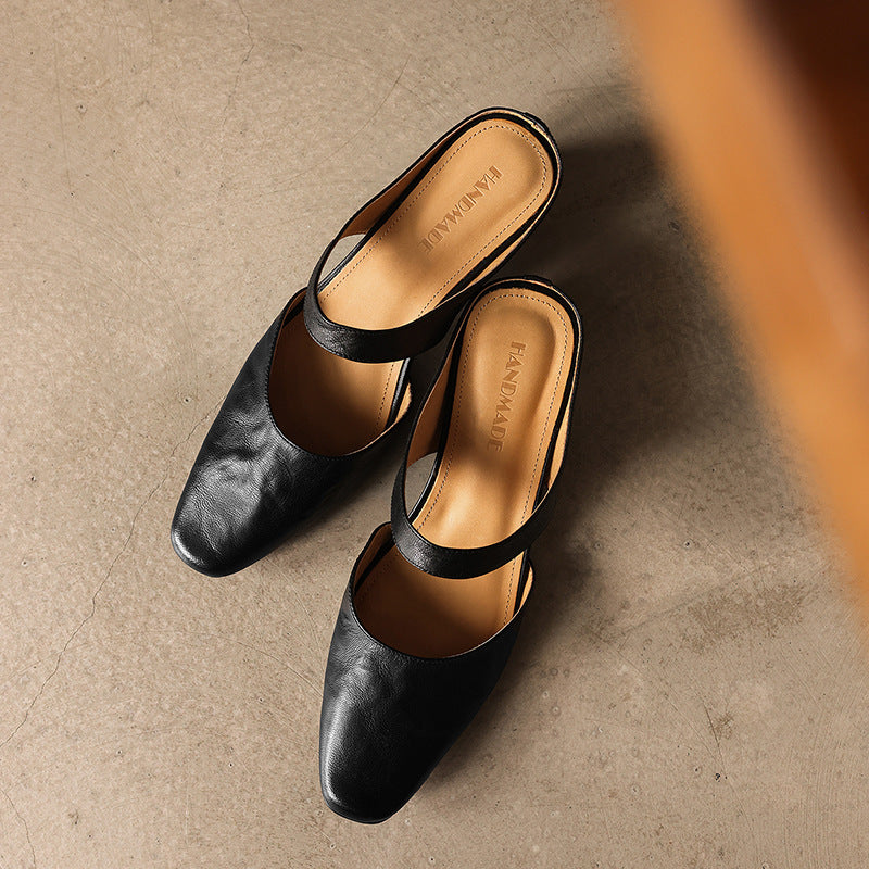 Amelie | Women's Square-Toe Leather Mules