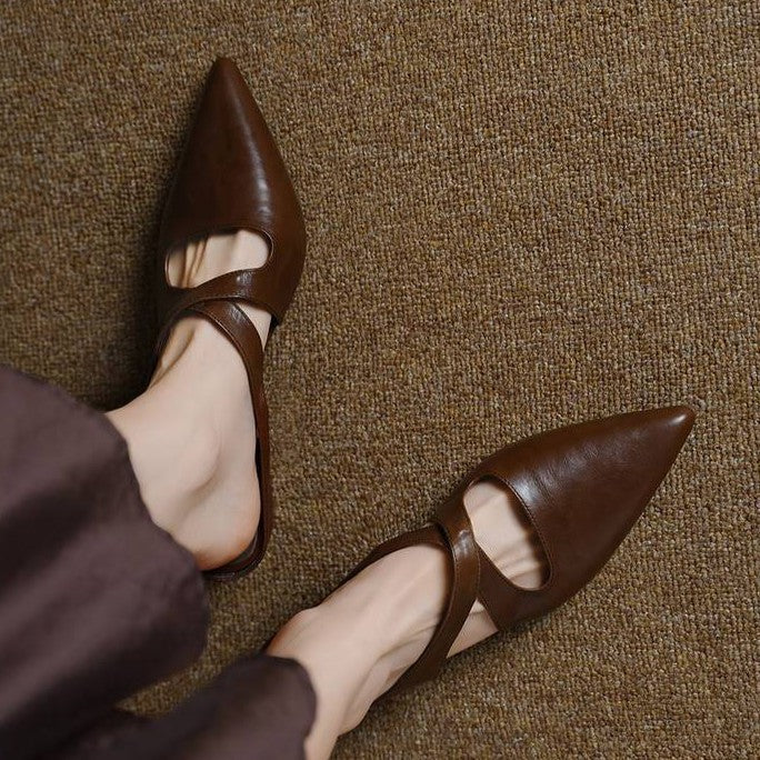 Elira | Women's Cross-Strap Leather Mules